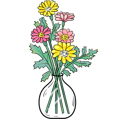 手绘花束元素主题-菊花