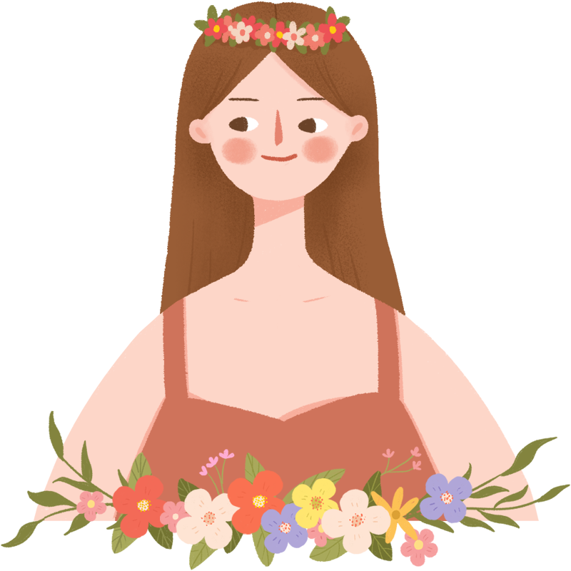 清新手绘人物插画-女孩