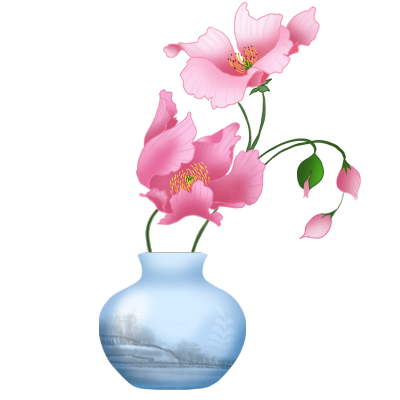 家家居生活植物主题插画-简易牡丹