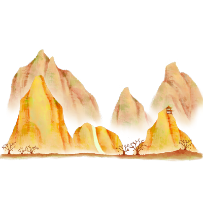 古风山水背景插画素材