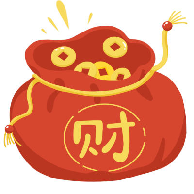 卡通手绘春节元素贴纸-钱袋