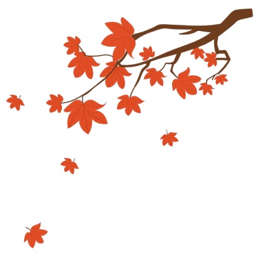 扁平秋天枝头树叶氛围矢量-枫叶