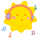 儿童节听音乐太阳卡通手绘风动态贴纸