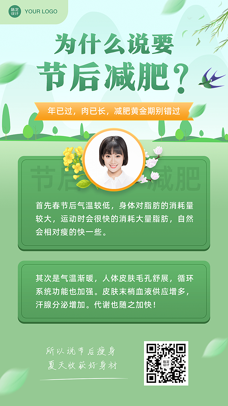 美体瘦身减肥知识科普可延长海报