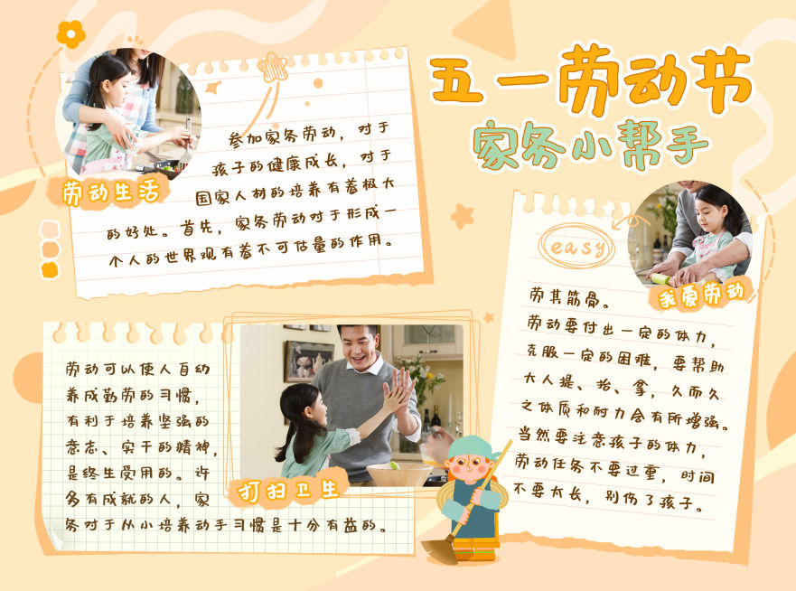 五一劳动节成长记录晒图学习手抄报预览效果