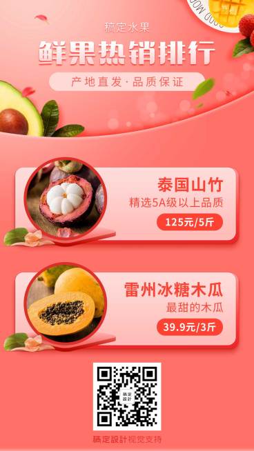 微商水果销售排行价目表营销海报预览效果