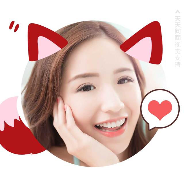 少女狐狸耳朵圆形头像预览效果