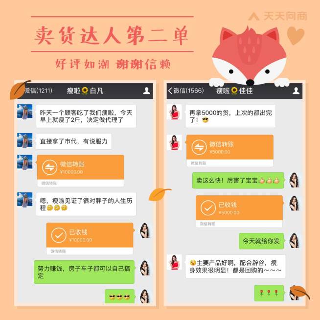 小狐狸花式晒单方形模板预览效果
