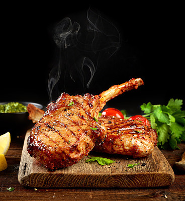 freshly grilled hot steaks