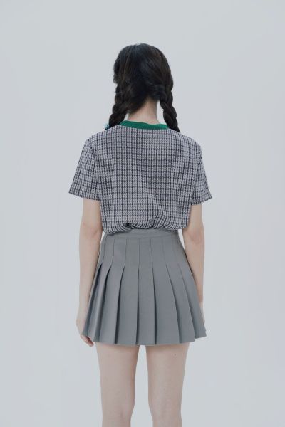 LYQ_18.百褶裙灰色格子 _IMG_1682