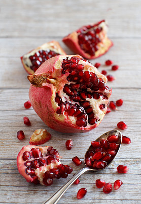 Open fresh ripe pomegranates