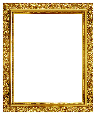 Beautiful ornamented golden frame on white background