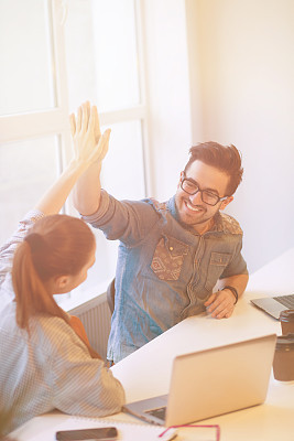 Freelance man and woman
