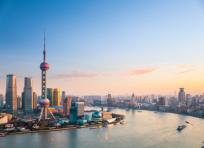 beautiful shanghai in sunset