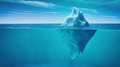 Underwater view of iceberg