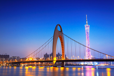 skyline of city at night