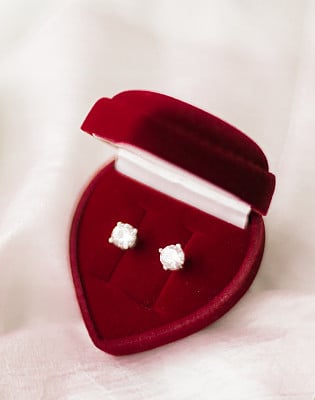 Heart shaped jewellery box with diamond earrings, valentine's present