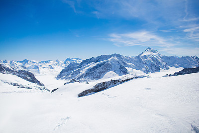 Aerial view of Swiss Alps mountains