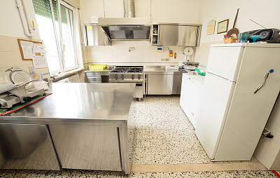 kitchen stainless steel with large gas stove