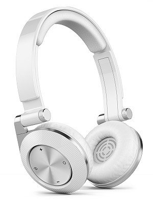Silver wireless earphones