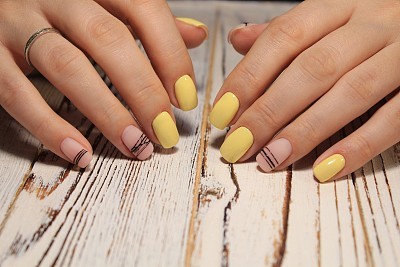 Abstract New Year design on women's nails.
