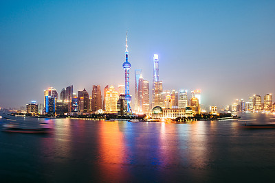 High Angle View Of Shanghai Skyline at Night