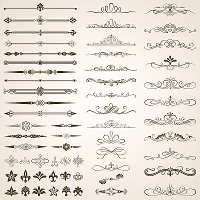 Calligraphic Frames And Border Elements Set