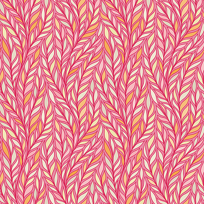 Hand drawn pattern with decorative floral ornament. Stylized colorful branches. Summer spring background, nature collection. Vector illustration