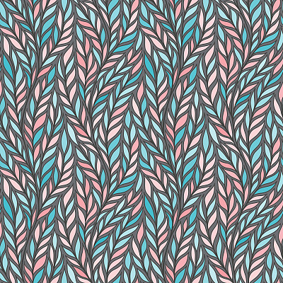 Hand drawn pattern with decorative floral ornament. Stylized colorful branches. Summer spring background, nature collection. Vector illustration