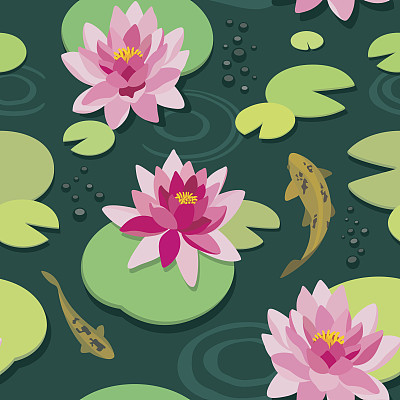 Quiet pond seamless pattern