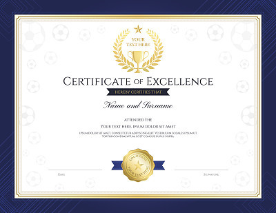 Sport theme certification of excellence template for football event