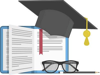 Graduation cap on book.