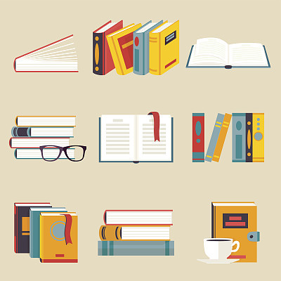 Set of books flat style