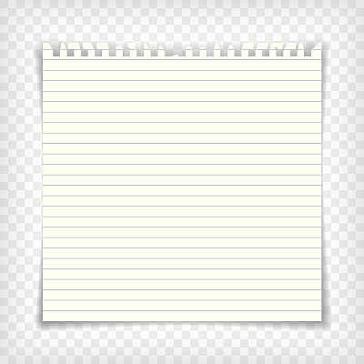 Blank lined note book page with torn edge