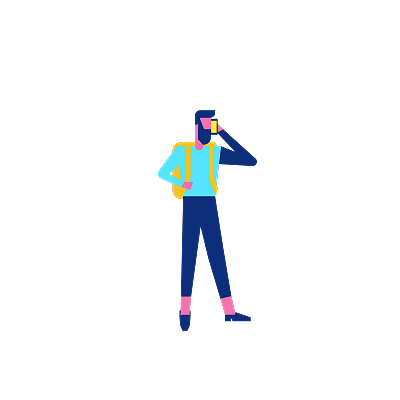 Woohoo Shopping Character man talking on smartphone