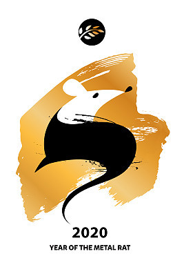 Template image for Happy new year party with violet rat, mice on color background. Lunar horoscope sign mouse