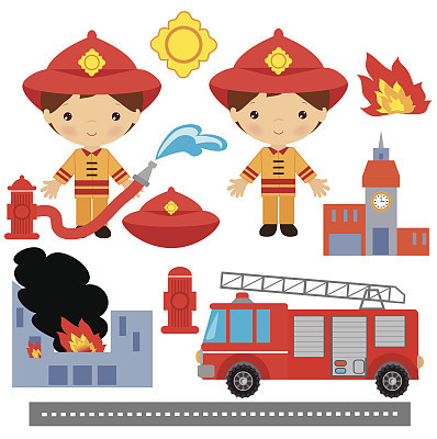 Vector illustration of a firemen related icons
