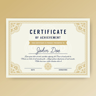 Elegant certificate of achievement with ornaments