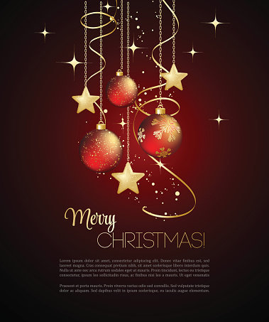Merry Christmas  card with red bauble