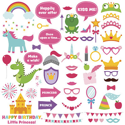 Princess party photo booth props set
