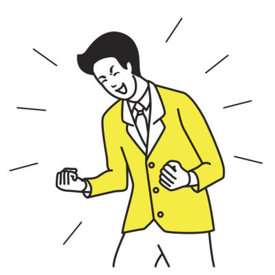 Winning businessman holding fists