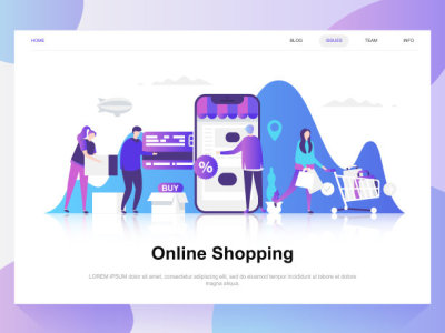 Online shopping modern flat design concept. Landing page template.
