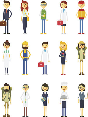 Cartoon vector characters of different professions