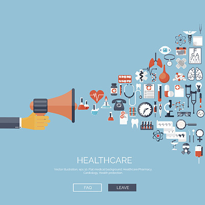 Vector illustration. Flat medical background. Medicine. Healthcare ,medical research. First