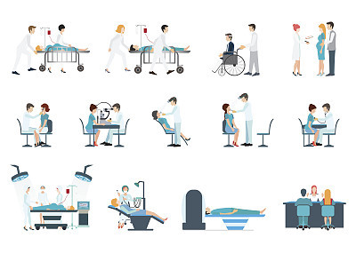 Medical Staff And Patients Different Situations Set in hoapital.