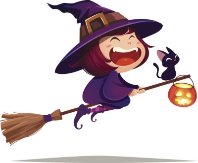 Halloween flying little witch.