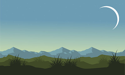 Silhouette of hill and mountain landscape