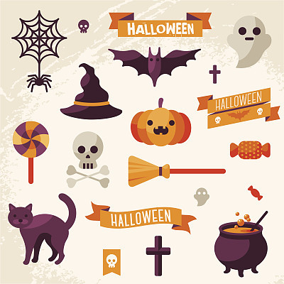 Set of Halloween ribbons and characters.