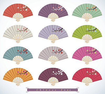 Set of decorative folding fans.
