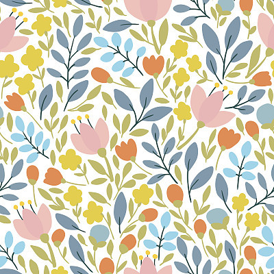 Elegant seamless pattern with flowers, vector illustration